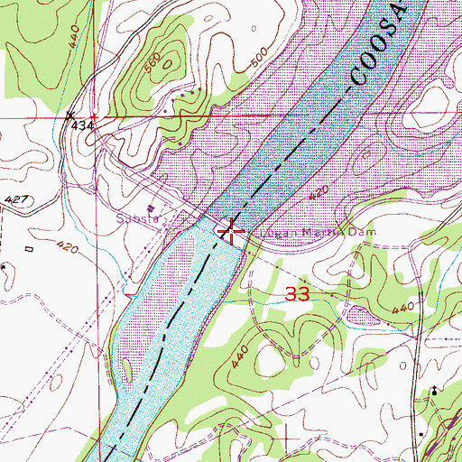 Topographic Map of Logan Martin Dam, AL