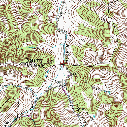 Topographic Map of Brindley Branch, TN