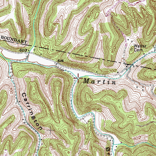 Topographic Map of Brown Hollow Branch, TN