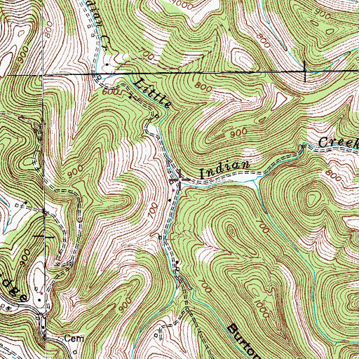 Topographic Map of Burton Hollow Branch, TN