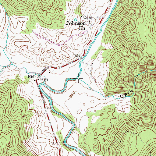 Topographic Map of Dark Hollow Branch, TN