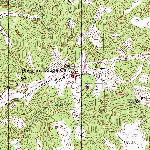 Topographic Map of Pleasant Ridge, TN