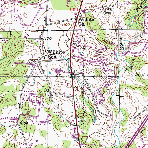 Topographic Map of Wilhite, TN