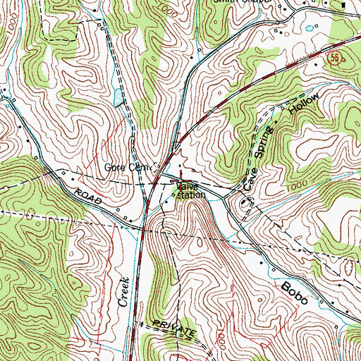 Topographic Map of Bobo Creek, TN