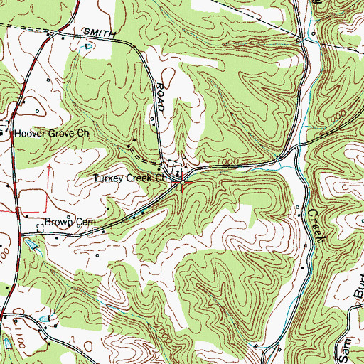 Topographic Map of Turkey Creek, TN