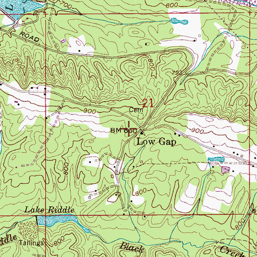 Topographic Map of Low Gap, AL