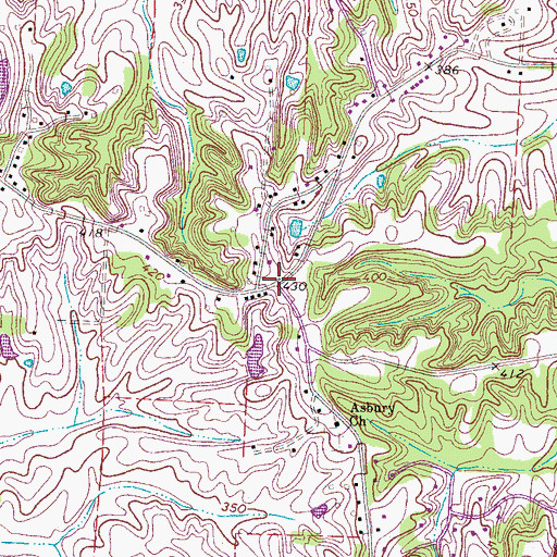 Topographic Map of Asbury, TN
