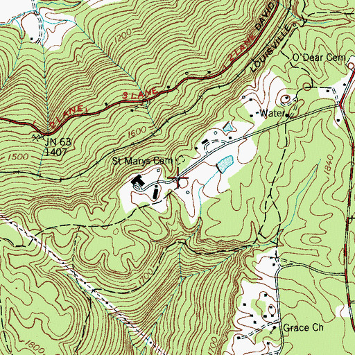 Topographic Map of Saint Marys, TN