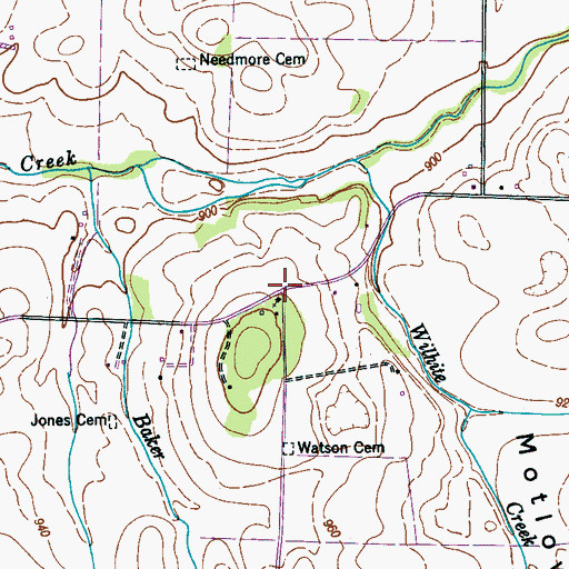 Topographic Map of Hickory Grove, TN