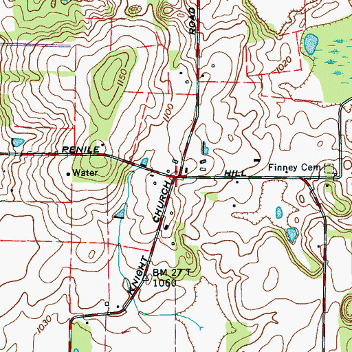 Topographic Map of Penile Hill, TN
