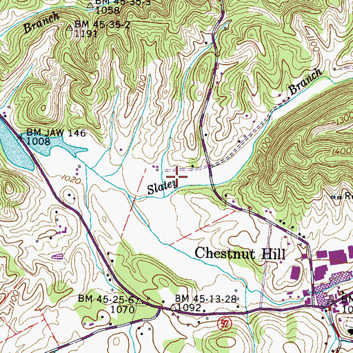 Topographic Map of Gunter Hollow, TN