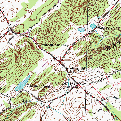 Topographic Map of Mansfield Gap, TN