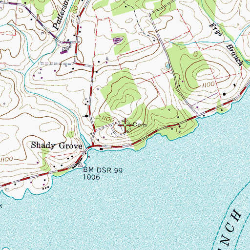 Topographic Map of Shady Grove Cemetery, TN