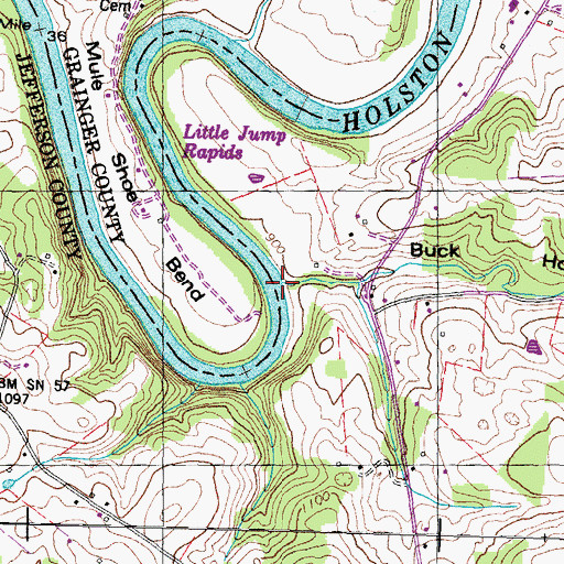 Topographic Map of Buck Hollow Creek, TN