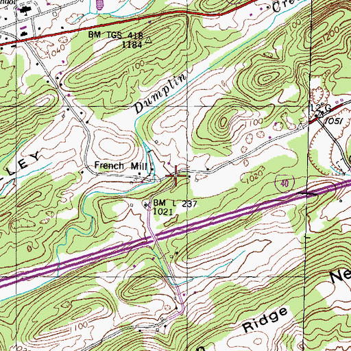 Topographic Map of Newman Hollow, TN