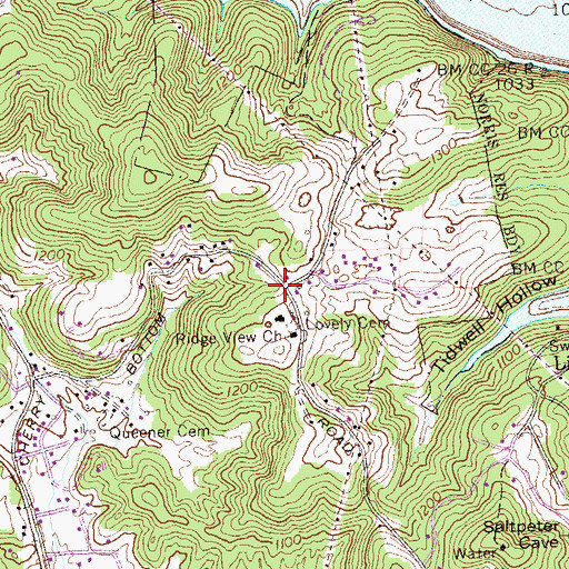 Topographic Map of Cove Creek, TN
