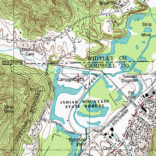 Topographic Map of Indian Mountain State Park, TN