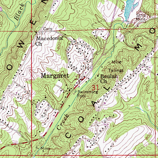 Topographic Map of Margaret, AL