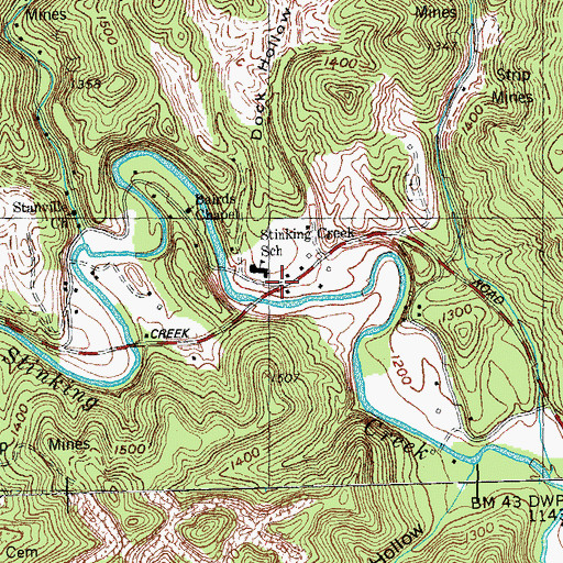 Topographic Map of Stinking Creek, TN