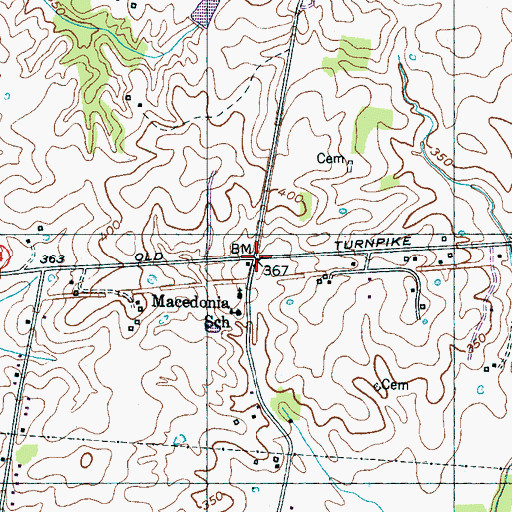 Topographic Map of Macedonia, TN