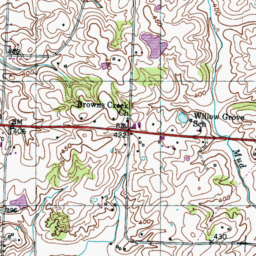 Topographic Map of Willow Grove, TN