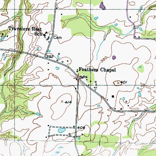 Topographic Map of Feathers Chapel, TN