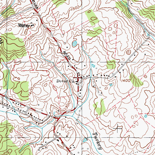 Topographic Map of Dover, TN