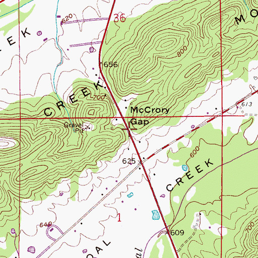 Topographic Map of McCrory Gap, AL
