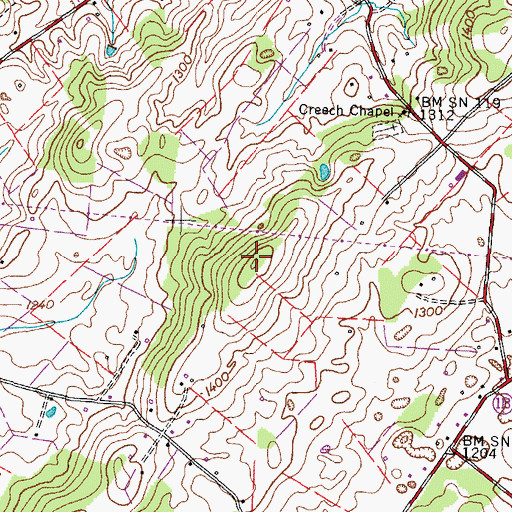 Topographic Map of Sassafras Ridge, TN