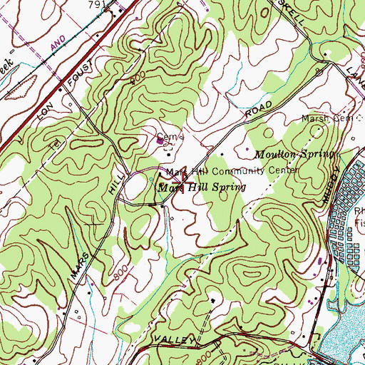 Topographic Map of Mars Hill, TN
