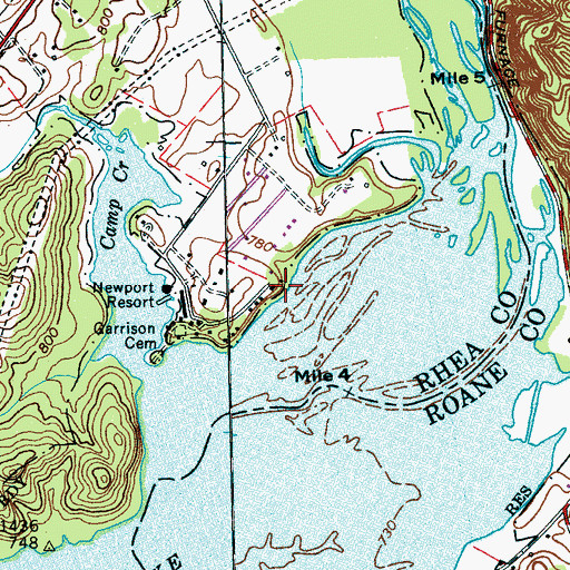 Topographic Map of Whites Creek Boat Dock, TN