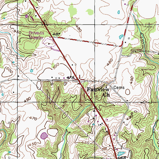 Topographic Map of Fairview, TN