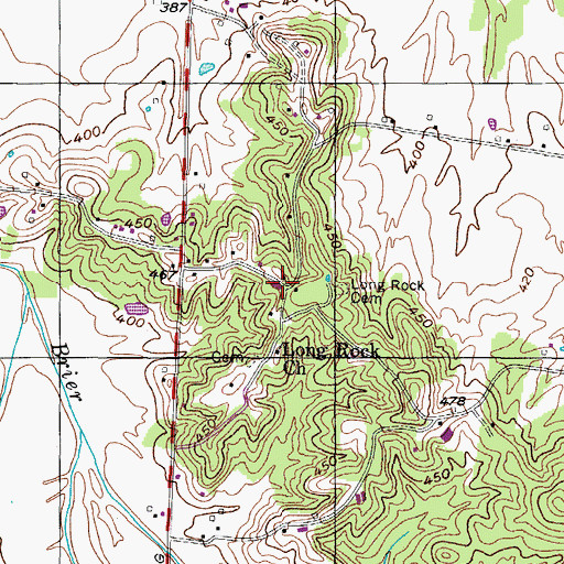 Topographic Map of Long Rock, TN