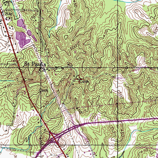 Topographic Map of Saint Paul Cemetery, TN
