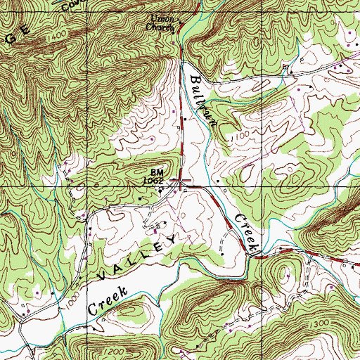 Topographic Map of Pleasant Valley, TN