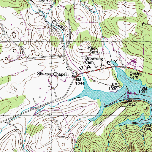 Topographic Map of Sharps Chapel, TN