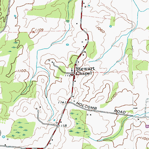 Topographic Map of Stewart Chapel, TN