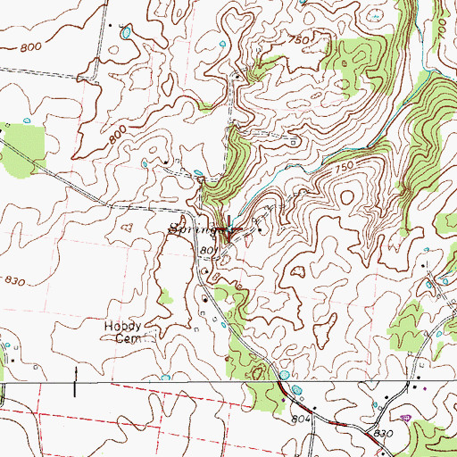 Topographic Map of Boiling Springs, TN