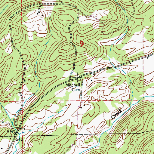 Topographic Map of Mitchell Cemetery, AL