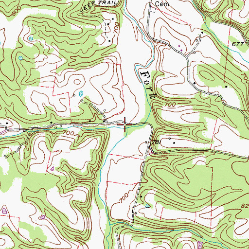 Topographic Map of Keen Hollow, TN