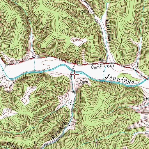 Topographic Map of Clark Hollow, TN