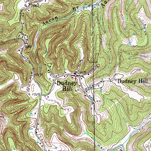 Topographic Map of Dudney Cemetery, TN