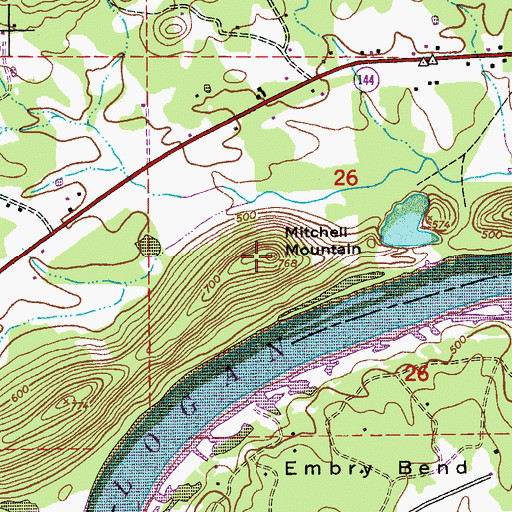Topographic Map of Mitchell Mountain, AL
