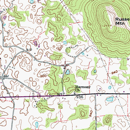 Topographic Map of Harmony, TN