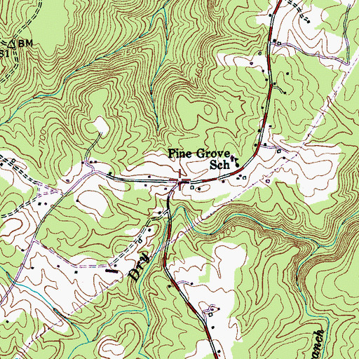 Topographic Map of Pine Grove, TN