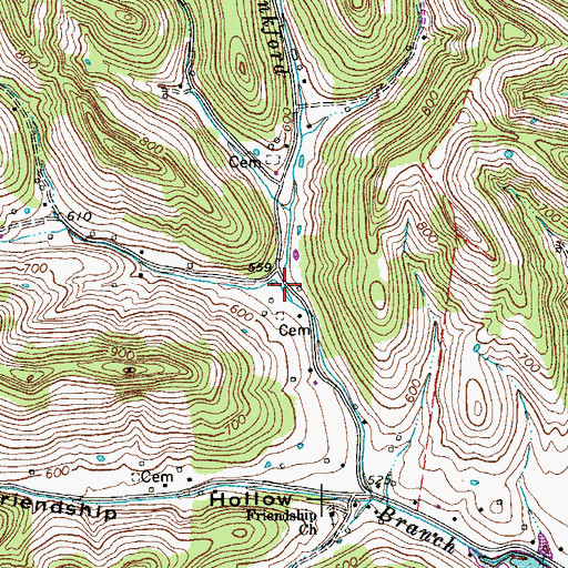 Topographic Map of Brooks Hollow, TN