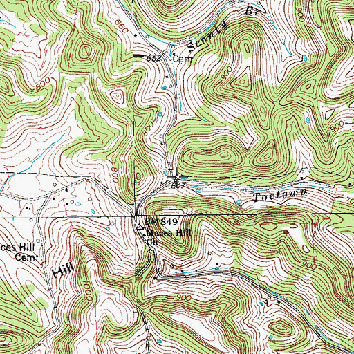 Topographic Map of Macey, TN