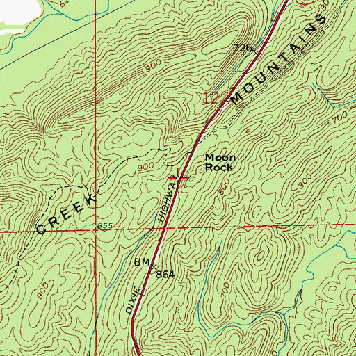 Topographic Map of Moon Rock, AL