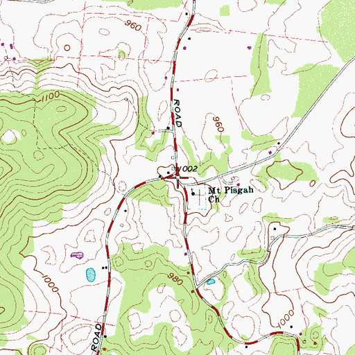 Topographic Map of Mount Pisgah, TN