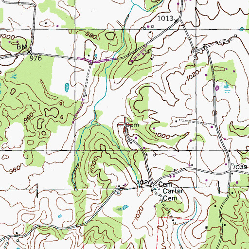 Topographic Map of Southern Cemetery, TN